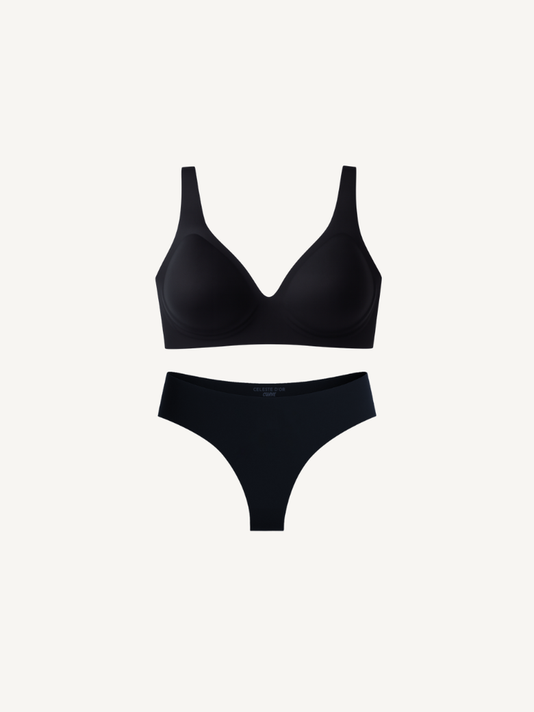 Deep V Push-Up Seamless Wireless Jelly Bra with Seamless THONG